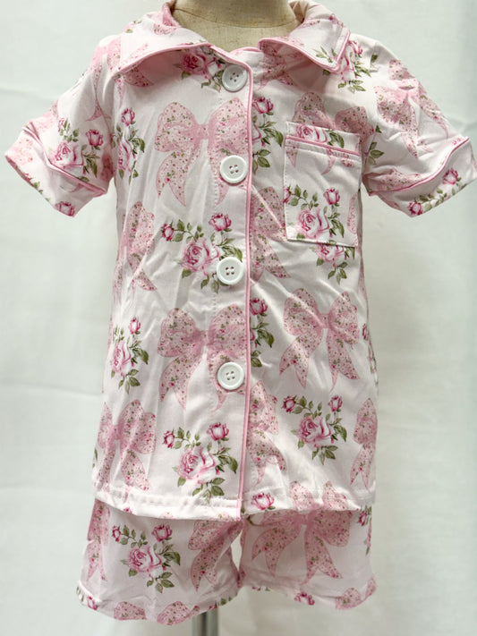 Pink Floral Bow Pjs