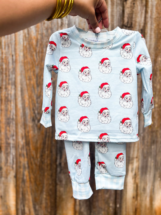Blue Vintage Santa Pj Set