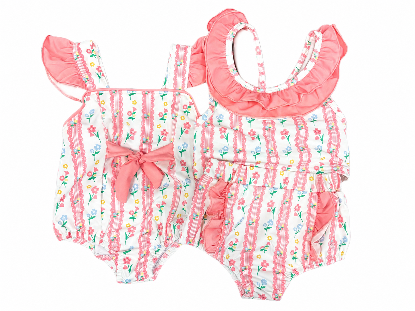 2PC Pink Floral Swim