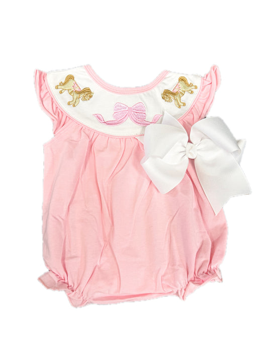 Pink Carousel Embroidered Bubble