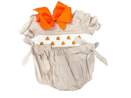 Brown Gingham Pumpkin Smock Bubble