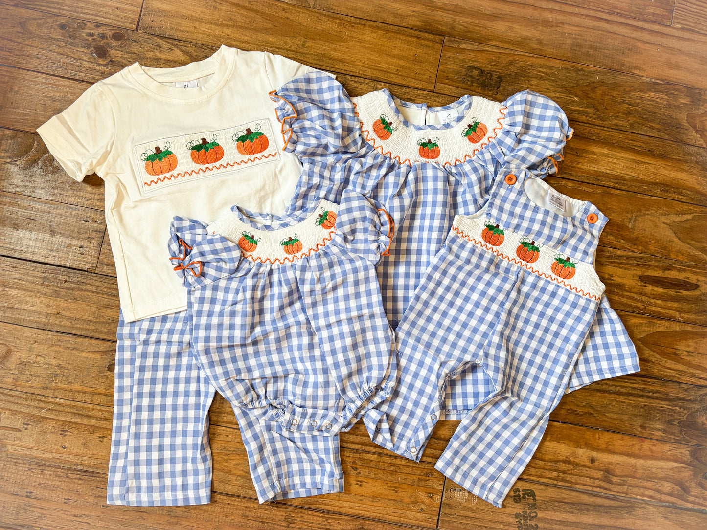 Blue Gingham Pumpkin Boy Pant Set