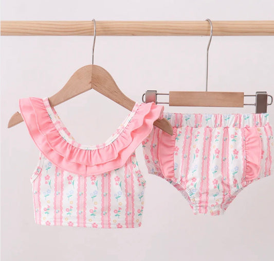2PC Pink Floral Swim