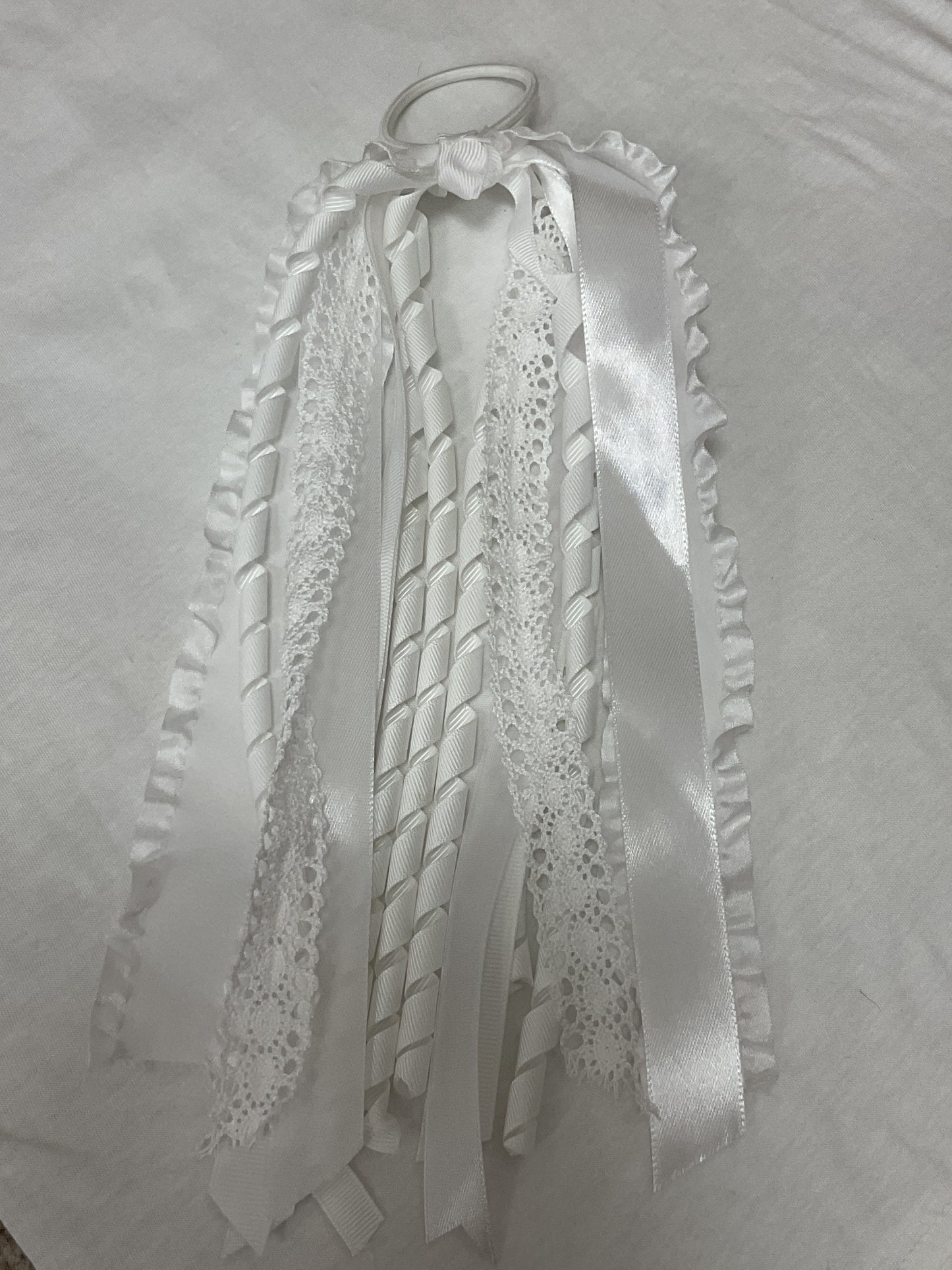 White Lace Ponytail Streamers