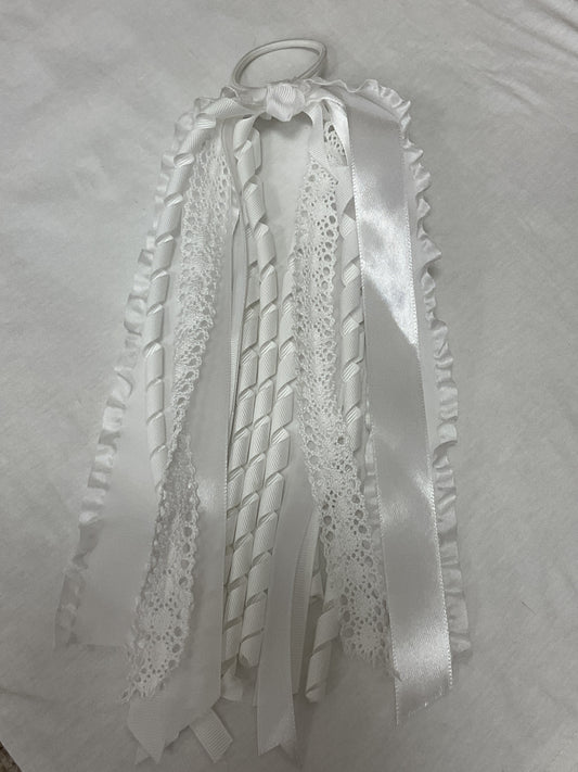 White Lace Ponytail Streamers