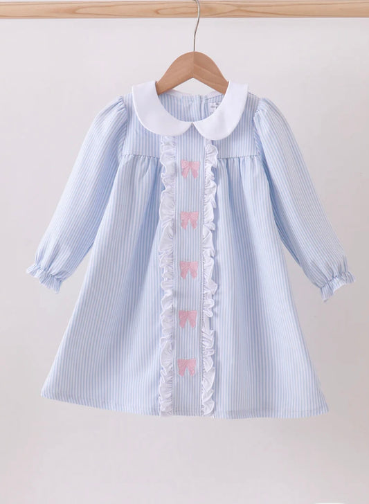 Blue Stripe Bow Dress
