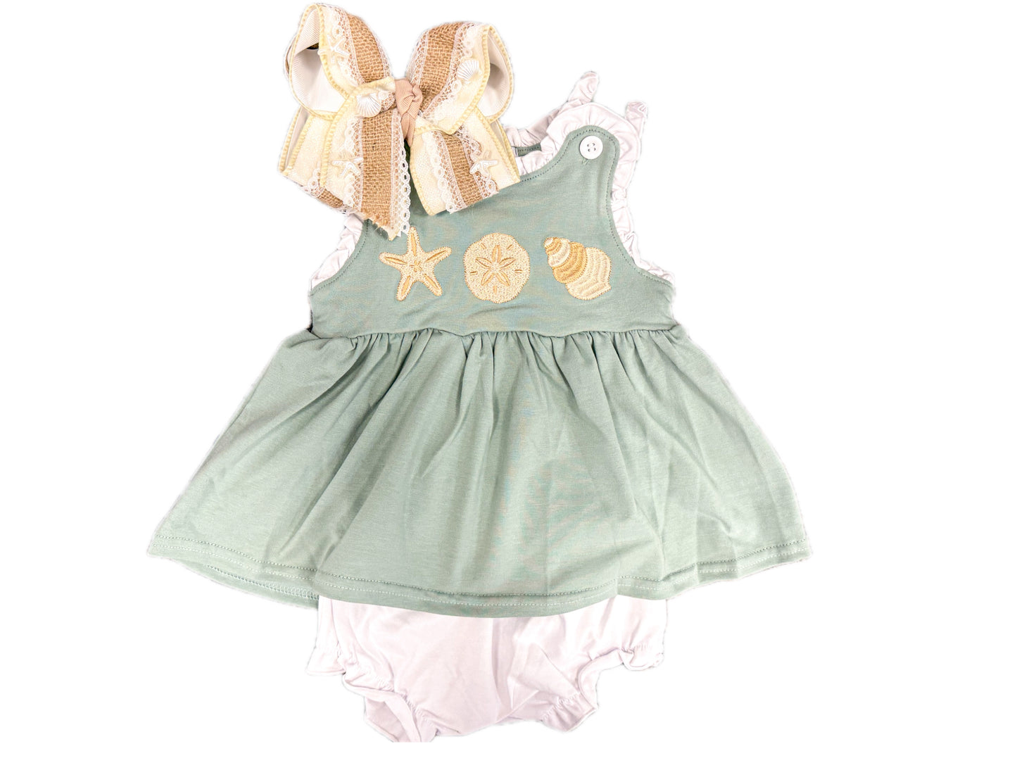 Ruffle Sage Shell Bloomer Set