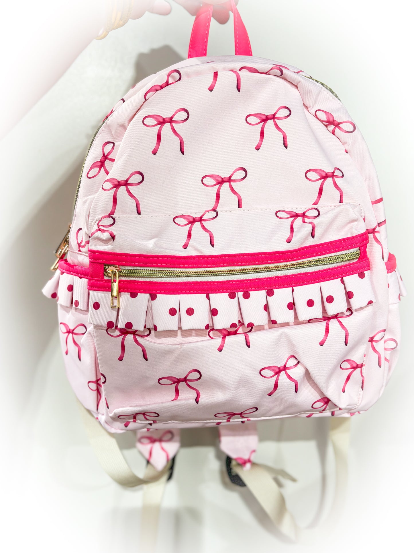 Pink Bow Ruffle Backpack