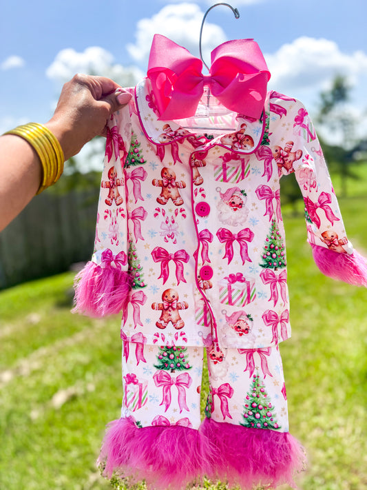 Pink Christmas Collage Feather Pjs