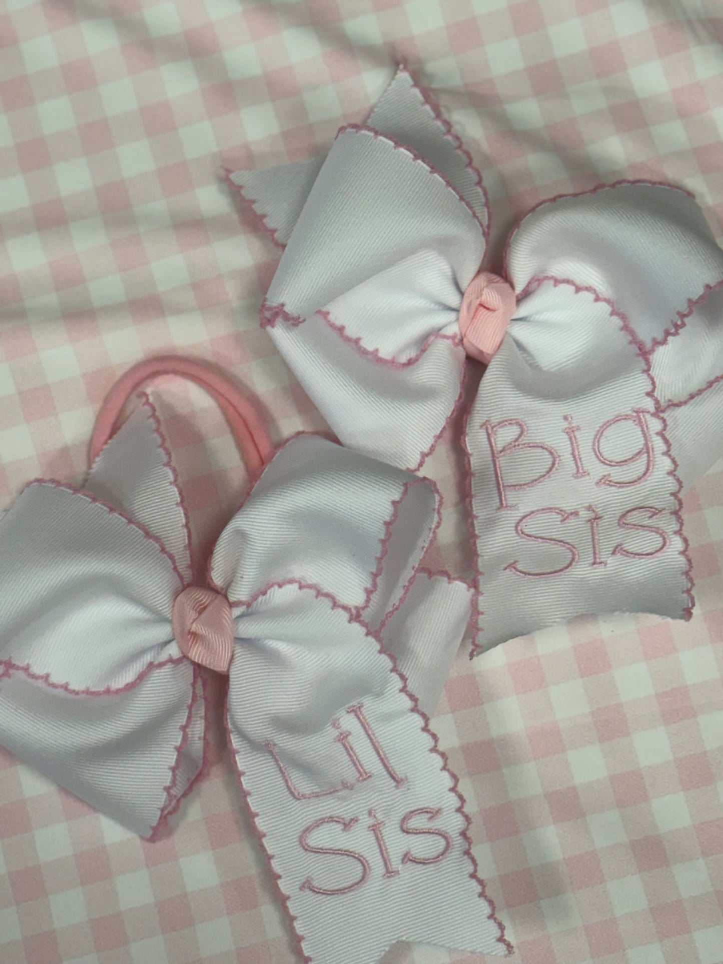 Big Sis & Lil Sis Moon Stitch Bow