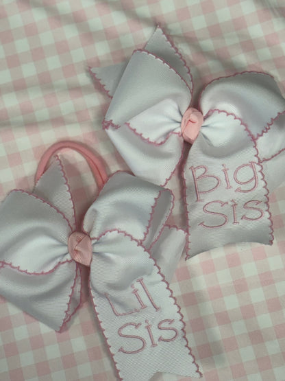 Big Sis & Lil Sis Moon Stitch Bow