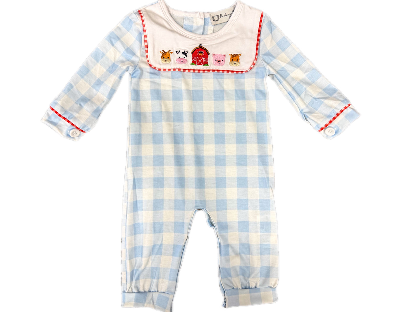 Farm Gingham Boy Romper
