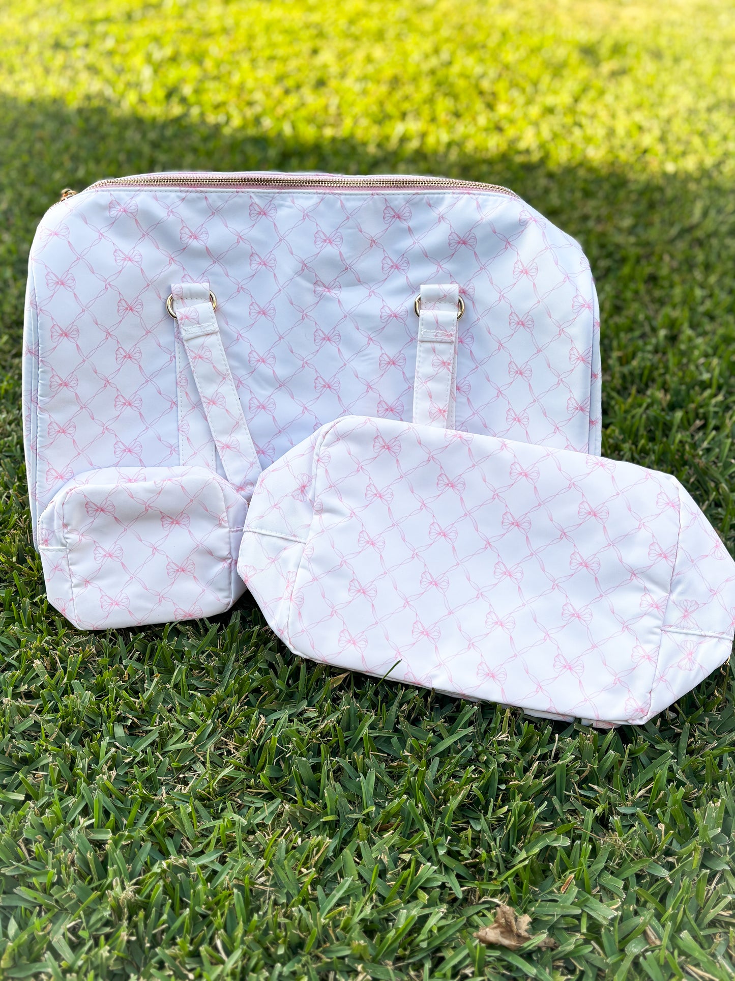 3pc Pink Bow Duffle Set