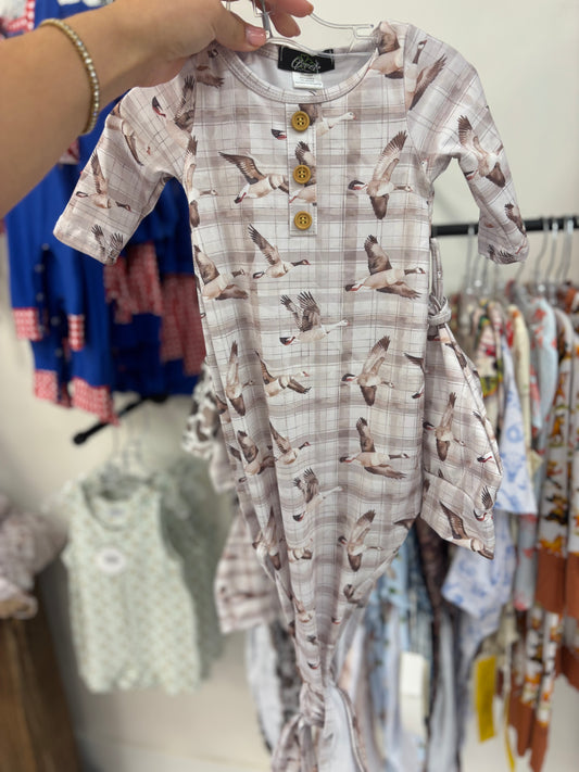 Mallard Plaid Knotted Gown + Hat