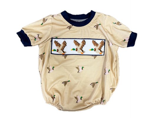 Hand Smocked Tan Mallard Bubble