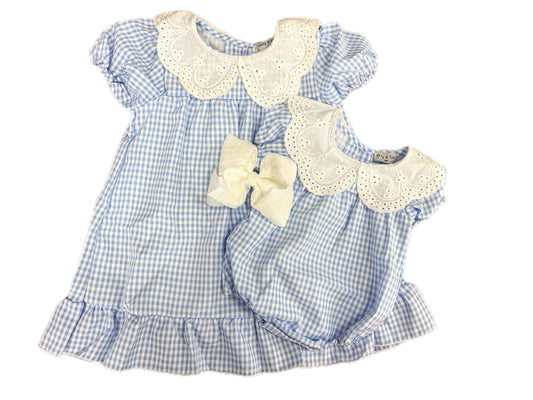 Blue Gingham Lace Bubble