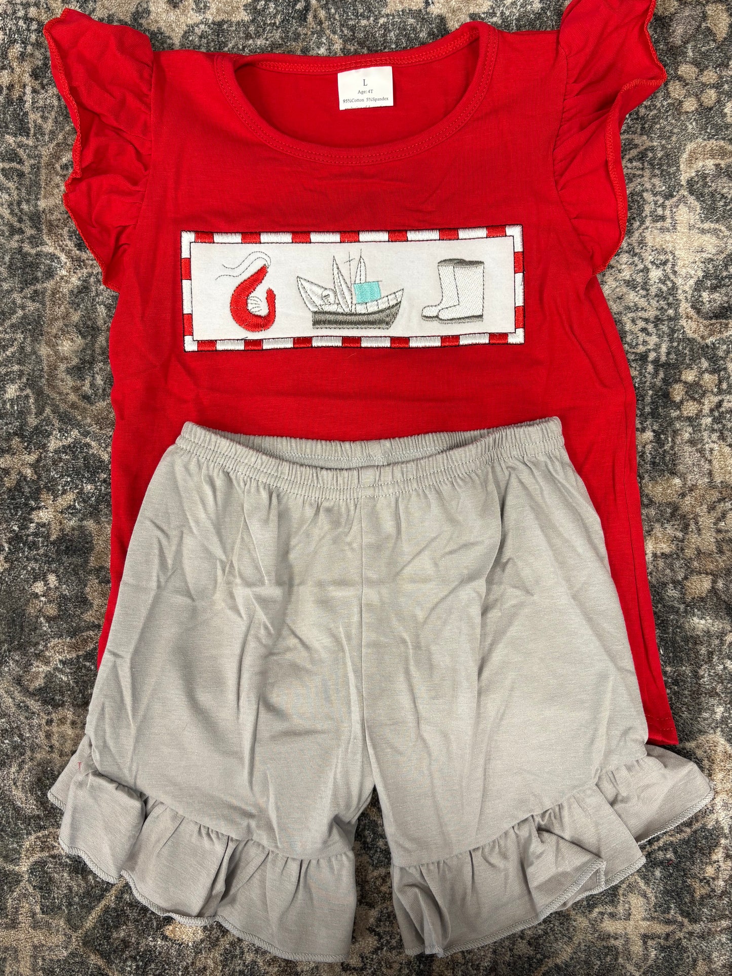 Ruffled Shrimp Boat Short Set