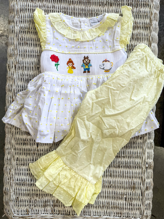 Yellow Character Handsmock Pant Set