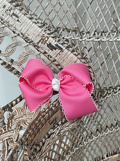 Lace Trim Pink Bow