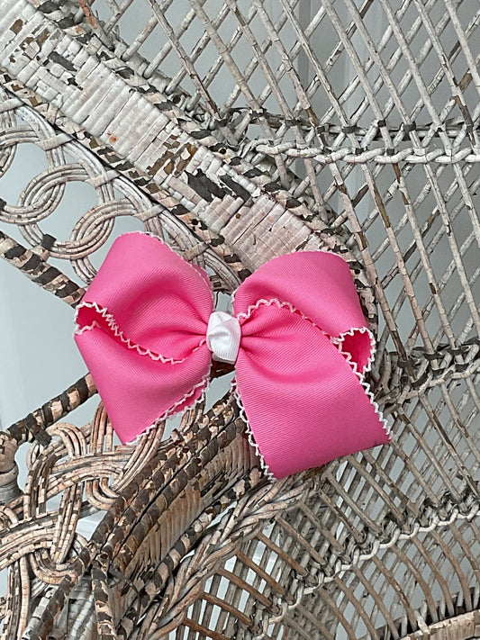 Lace Trim Pink Bow