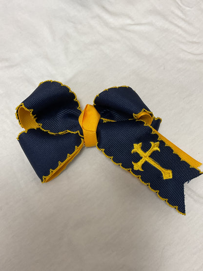 Navy and Gold School Bows