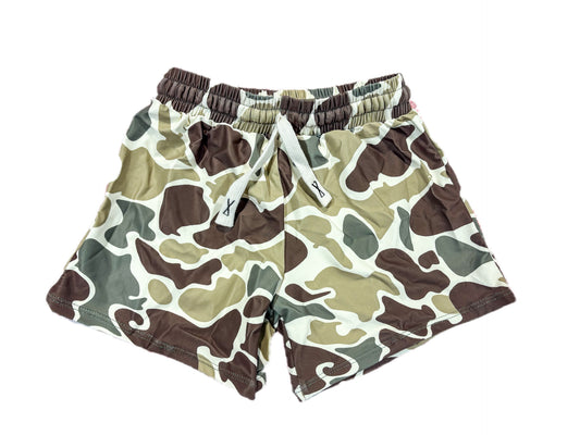 Light Brown Throwback Swim Shorts