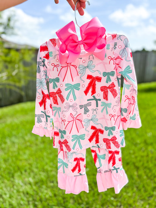 Pink Christmas Bow Pjs