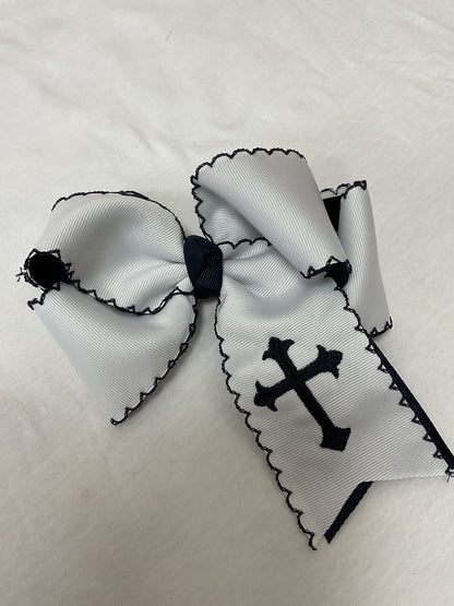 Navy and White School Bows