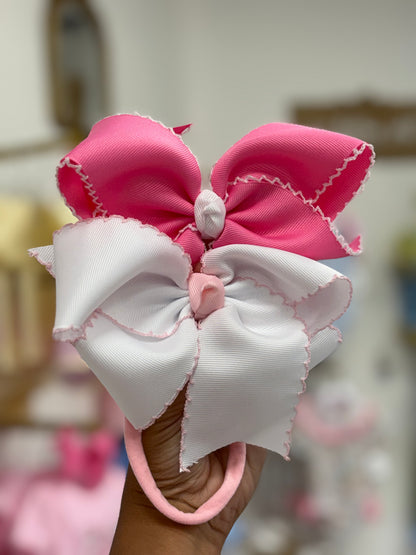 Lace Trim Nylon Headband Bow