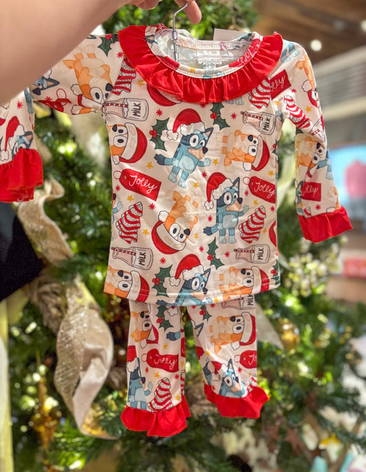 Bluey Christmas Pj Ruffle Pant Set