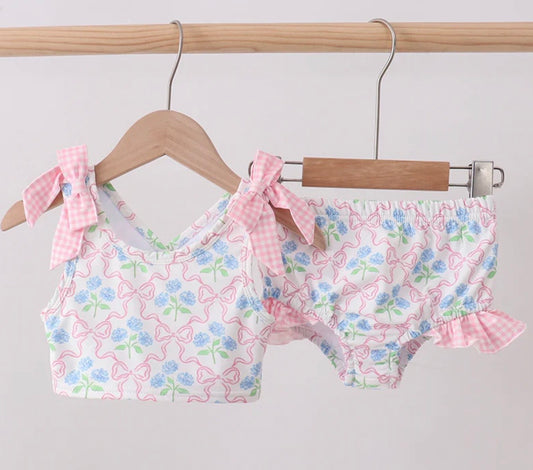 2PC Pink Hydrangea Swim
