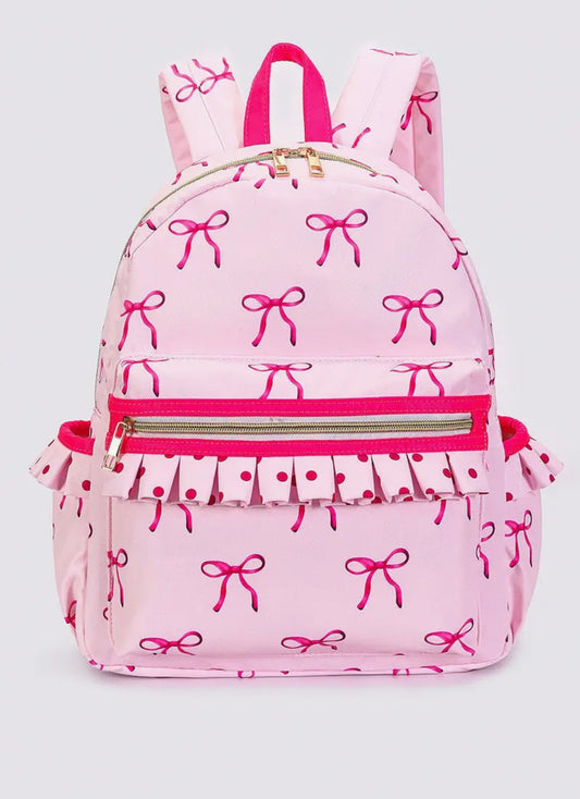 Mini Pink Ruffle Bow Backpack