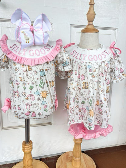 Silly Goose Smocked Short Set