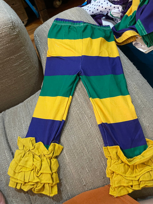 Ruffle Stripe Mardi Gras Leggings