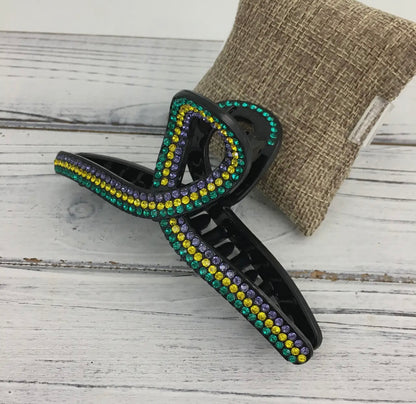 Mardi Gras Rhinestone Hair Claw