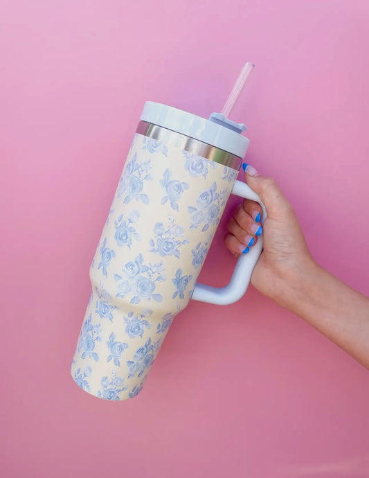 Blue Floral Tumbler