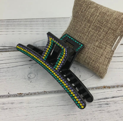 Mardi Gras Rhinestone Hair Claw