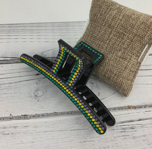 Mardi Gras Rhinestone Hair Claw