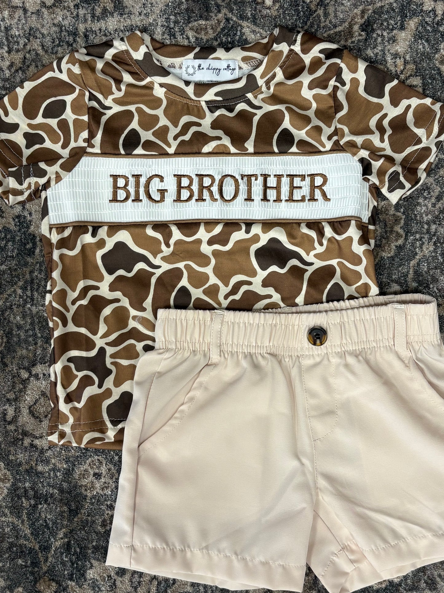 Dark Throwback Camo Big Brother Smocked Top