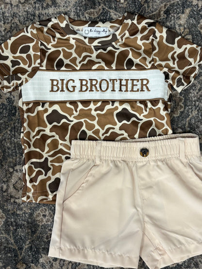 Dark Throwback Camo Big Brother Smocked Top