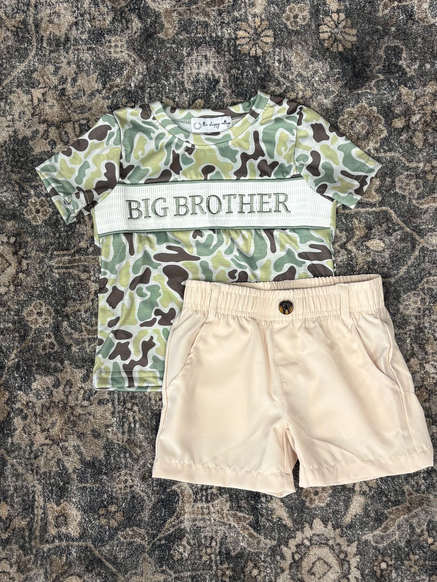 Light Throwback Camo Big Brother Smocked Top
