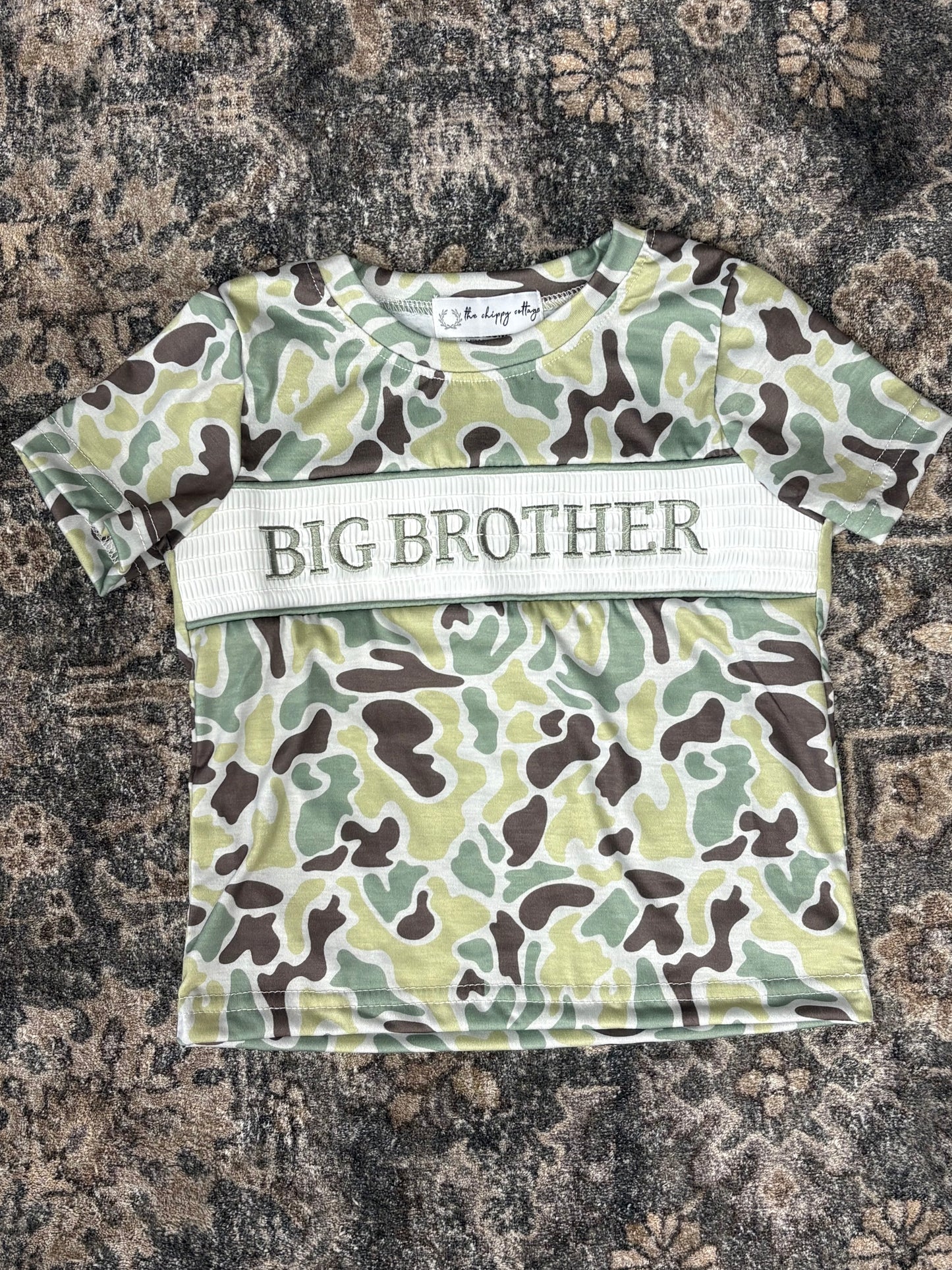Light Throwback Camo Big Brother Smocked Top