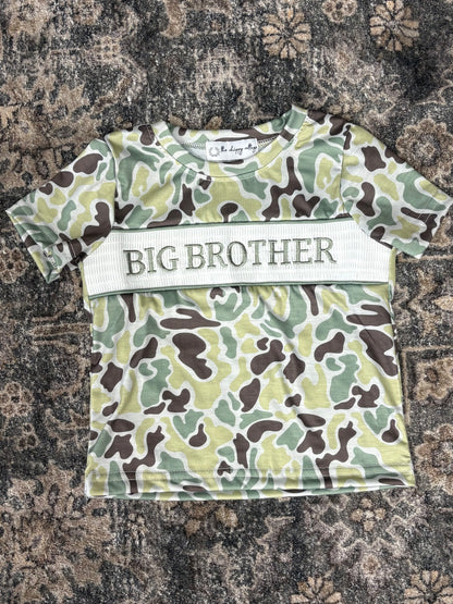 Light Throwback Camo Big Brother Smocked Top