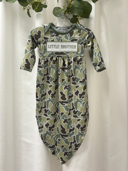 Light Throwback Camo Little Brother Smocked Gown