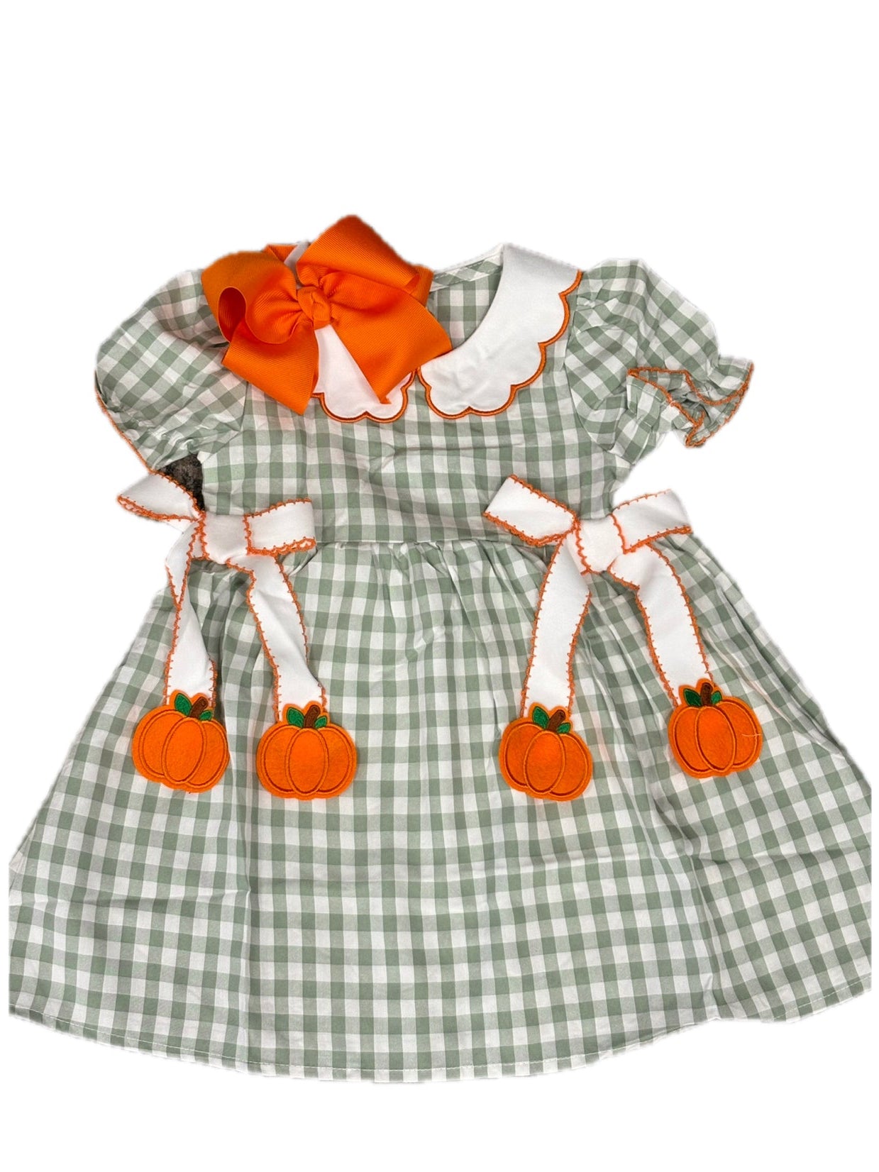 Green Gingham Pumpkin Smock