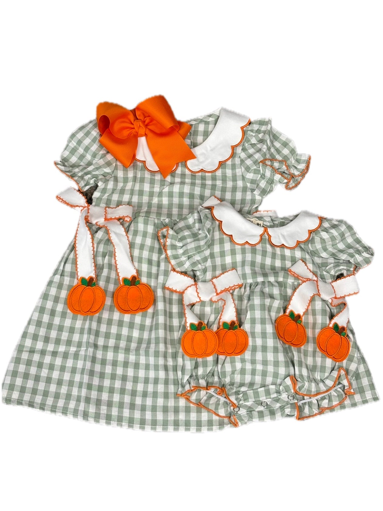 Green Gingham Pumpkin Smock