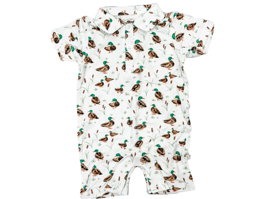 SS Polo Romper -Mallard Drake