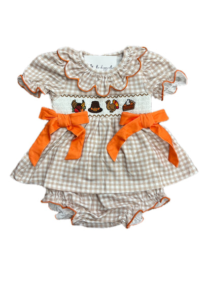 Thanksgiving Feast Smock Bloomer Set