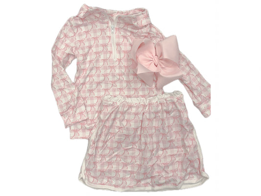 Checkered Bow Skirt Set