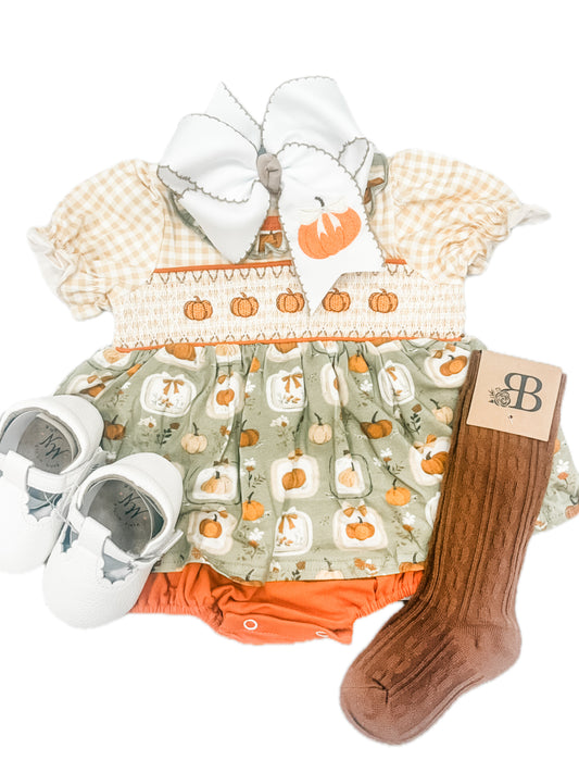Vintage Pumpkin Smock Flutter Bubble